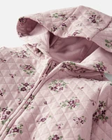 Baby Quilted Double Knit Floral Pram Made with Organic Cotton