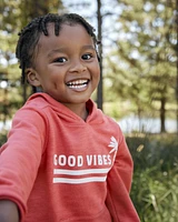 Toddler Palm Tree Knit Hoodie - Orange