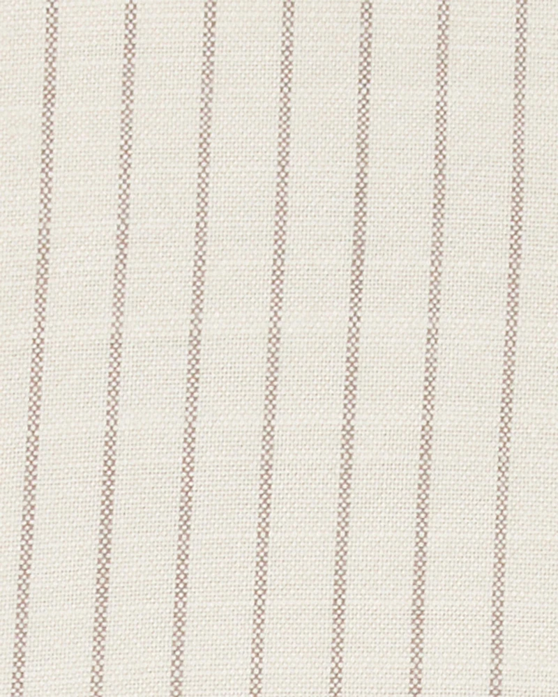 Baby Boy 2-Piece Striped Linen Look-alike Shirt & Pull-On Pant Set - Ivory/Brown