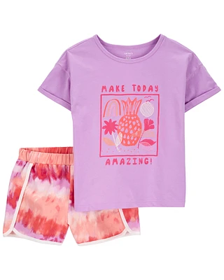 Kid 2-Piece Make Today Amazing Tee & Tie-Dye Short Set