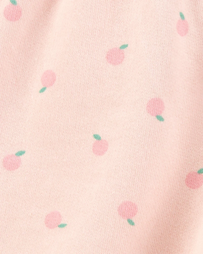 Toddler Peach Print Pull-On French Terry Shorts