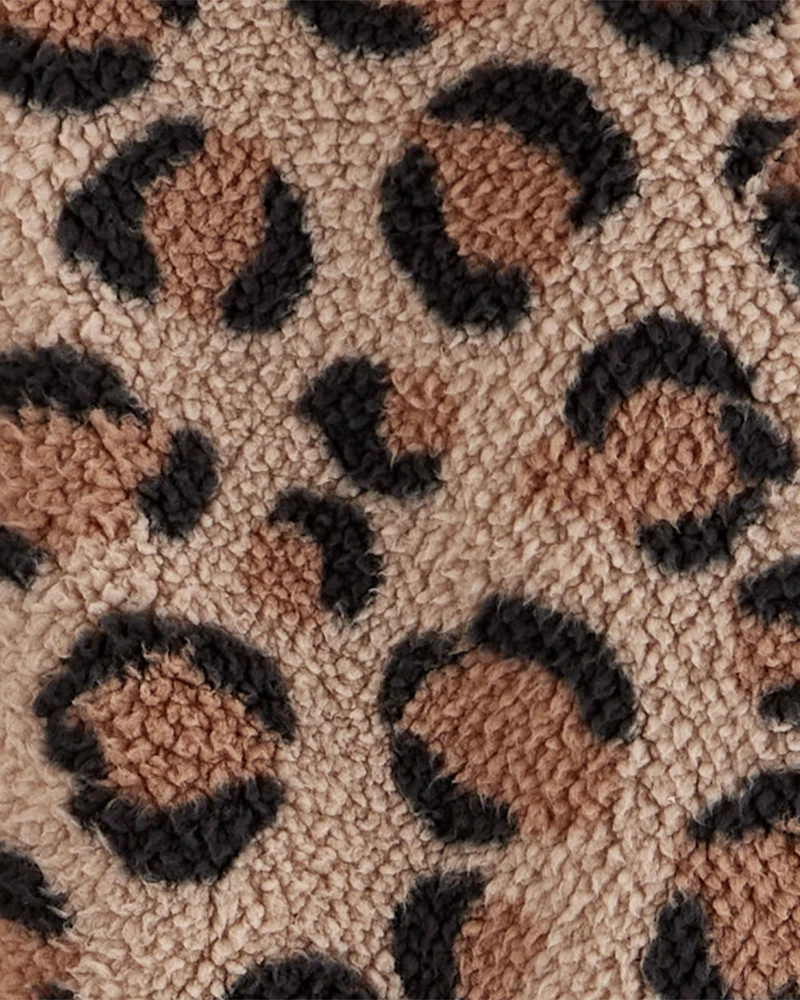 Leopard Sherpa Hooded Zip Jacket