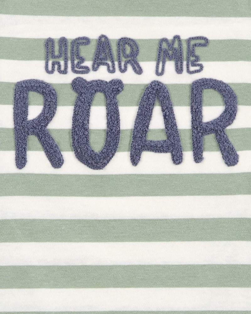 Toddler Hear Me Roar Striped Long-Sleeve Graphic Tee