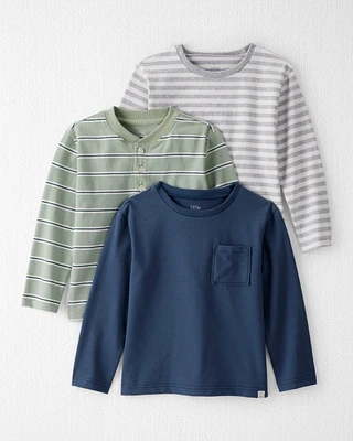 Toddler 3-Pack Organic Cotton Long-Sleeve Stretch Jersey Tees