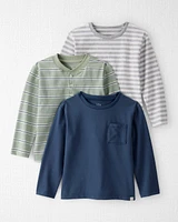 Toddler 3-Pack Organic Cotton Long-Sleeve Stretch Jersey Tees