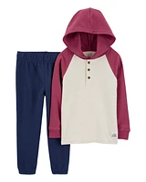 Baby 2-Piece Hooded Henley Tee & Pull-On Pant Set