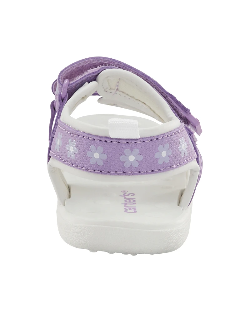 Every Step® First Walker Floral Sandals - Purple/White