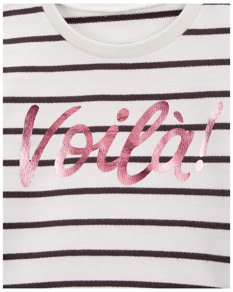Toddler Striped French Terry Long-Sleeve Pullover - Black/White