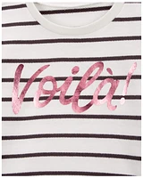 Toddler Striped French Terry Long-Sleeve Pullover - Black/White