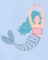 Toddler Mermaid Print Snug Fit Cotton 4-Piece Pyjamas