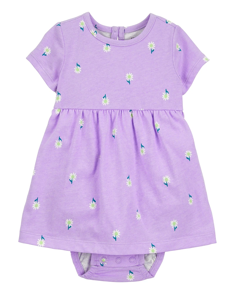 Baby Floral Bodysuit Dress - Purple