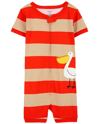 1-Piece Pelican Striped 100% Snug Fit Cotton Romper Pajamas