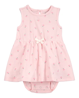 Baby Peach Print Sunsuit - Pink