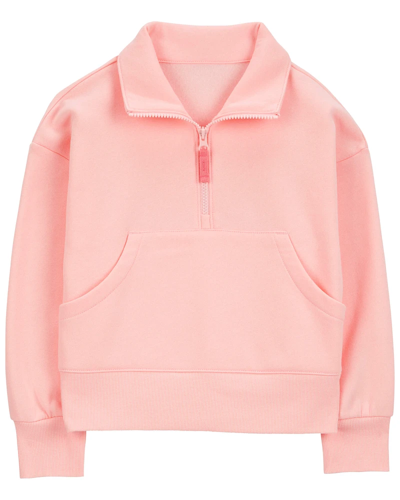 Kid Half-Zip Fleece Pullover - Pink