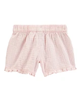 Toddler Ruffle Gauze Shorts - Pink