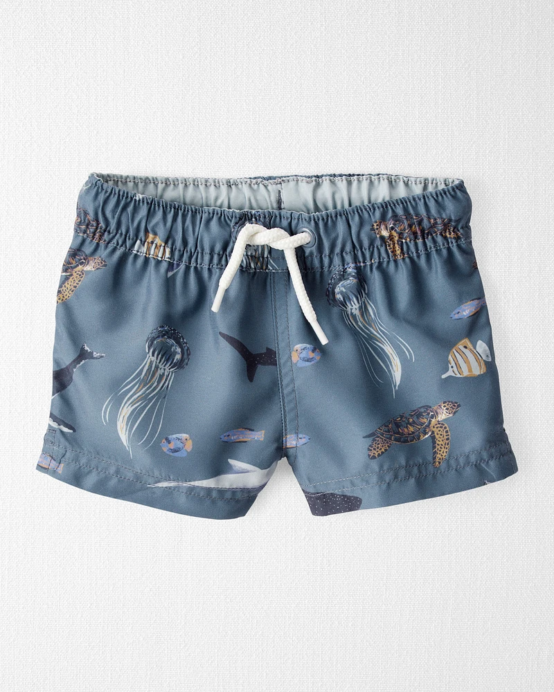 Baby Boy Recycled Ocean-Print Swim Trunks