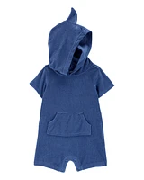 Baby Shark Hood Fastening Romper-Blue