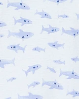 Toddler Boy 1-Piece Shark 100% Snug Fit Cotton Footie Pyjamas