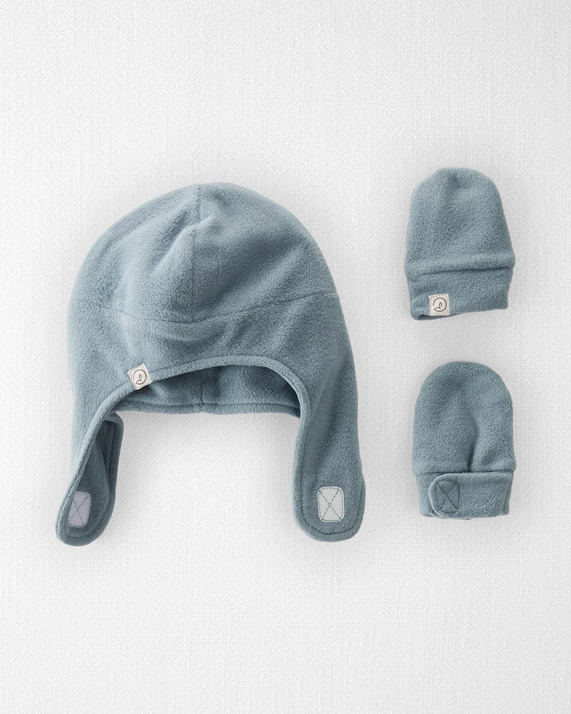 Baby 2-Pack Recycled Fleece Hat and Mittens Set