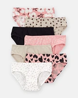 Toddler 7-Pack Heart Floral Hipster Stretch Cotton Undies