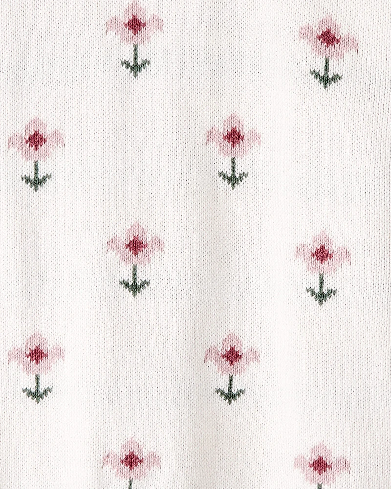 Toddler Organic Cotton Knit Sweater Wildflower Print