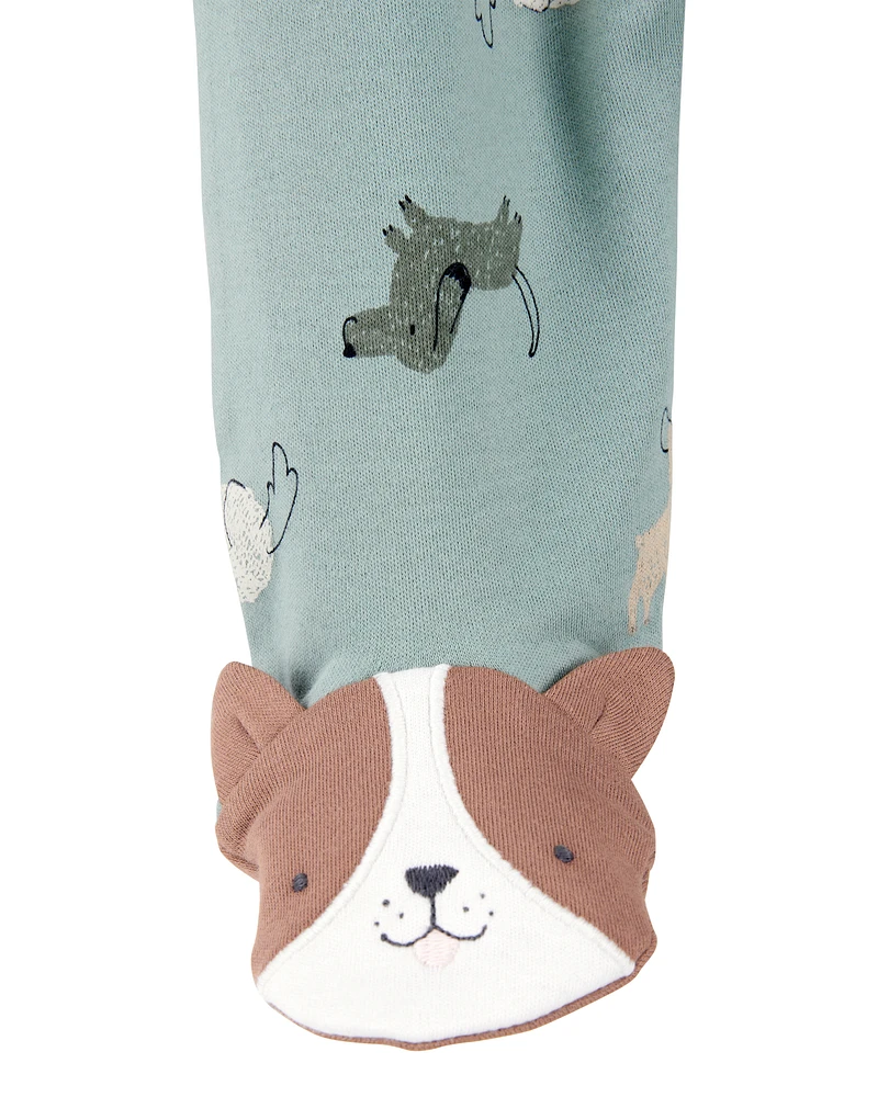 Dog Print 2-Way Zip Cotton Sleeper