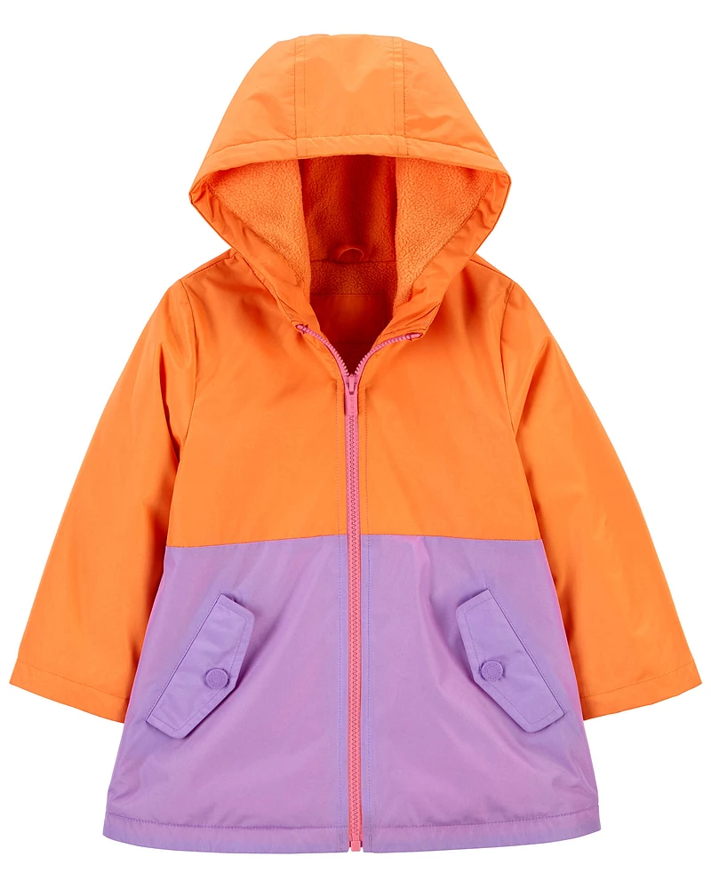 Baby Fleece-Lined Colourblock Rain Jacket