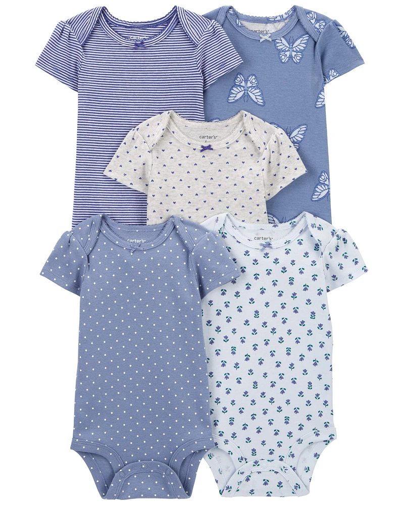 5-Pack Butterfly Short-Sleeve Bodysuits