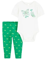 2-Piece Butterfly Bodysuit Pant Set