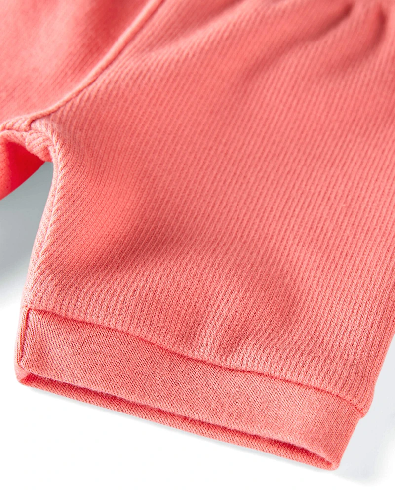 Baby Organic Cotton Ribbed Pyjama Set Pink