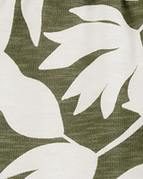 Baby Tropical Print Pull-On French Terry Shorts - Green/White