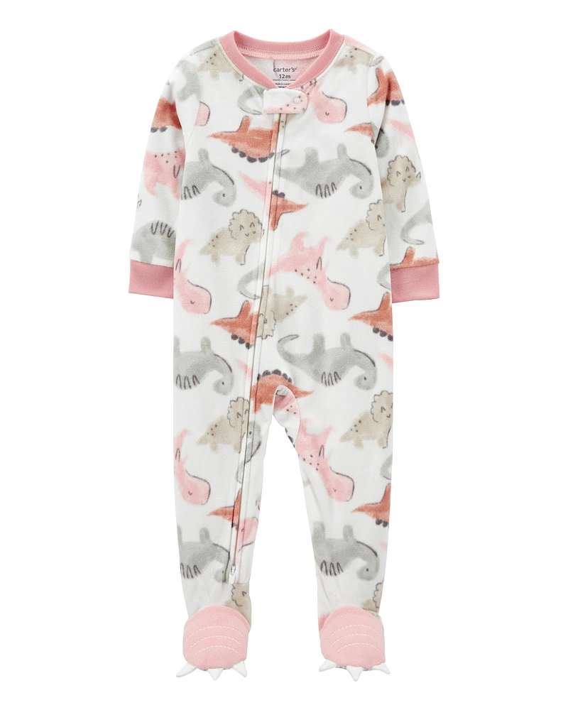 Toddler 1-Piece Dinosaur Fleece Footie Pyjamas