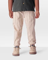Toddler Striped Pull-On Cotton Pants - Brown