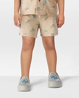 Toddler Beach Print Pull-On French Terry Shorts - Khaki