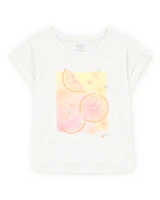 Kid Short-Sleeve Lemon Fashion Top - Ivory