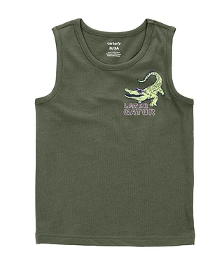Toddler Alligator Graphic Tank - Green