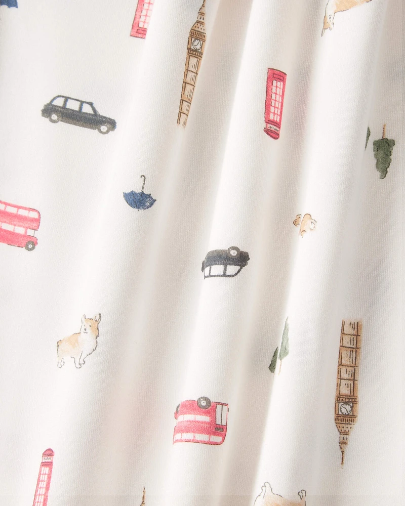 London Print PurelySoft Footie 1-Piece Pyjamas - Ivory