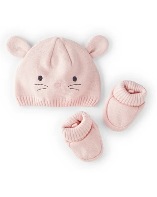 Baby 2-Pack Bunny Crochet Booties and Hat