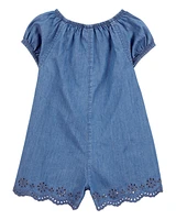 Baby Button-Front Chambray Romper