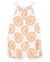 Baby Orange Slice Snap-Up Cotton Romper