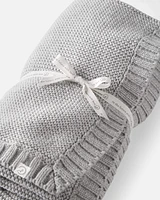 Baby Organic Cotton Textured Knit Blanket in Gray