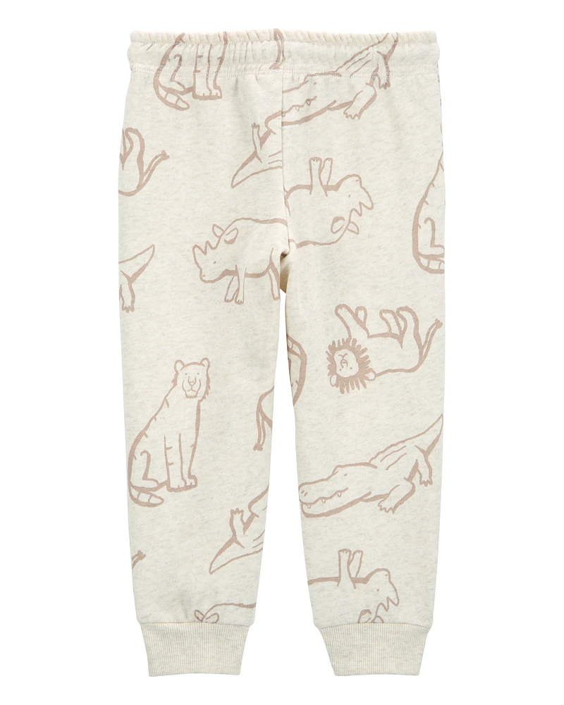 Toddler Pull-On Animal Print Fleece Pants - Grey