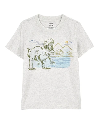 Toddler Short-Sleeve Dinosaur Tee - Grey
