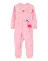 Toddler Flamingo Print Snug Fit Cotton Footless 1-Piece Pyjamas - Pink