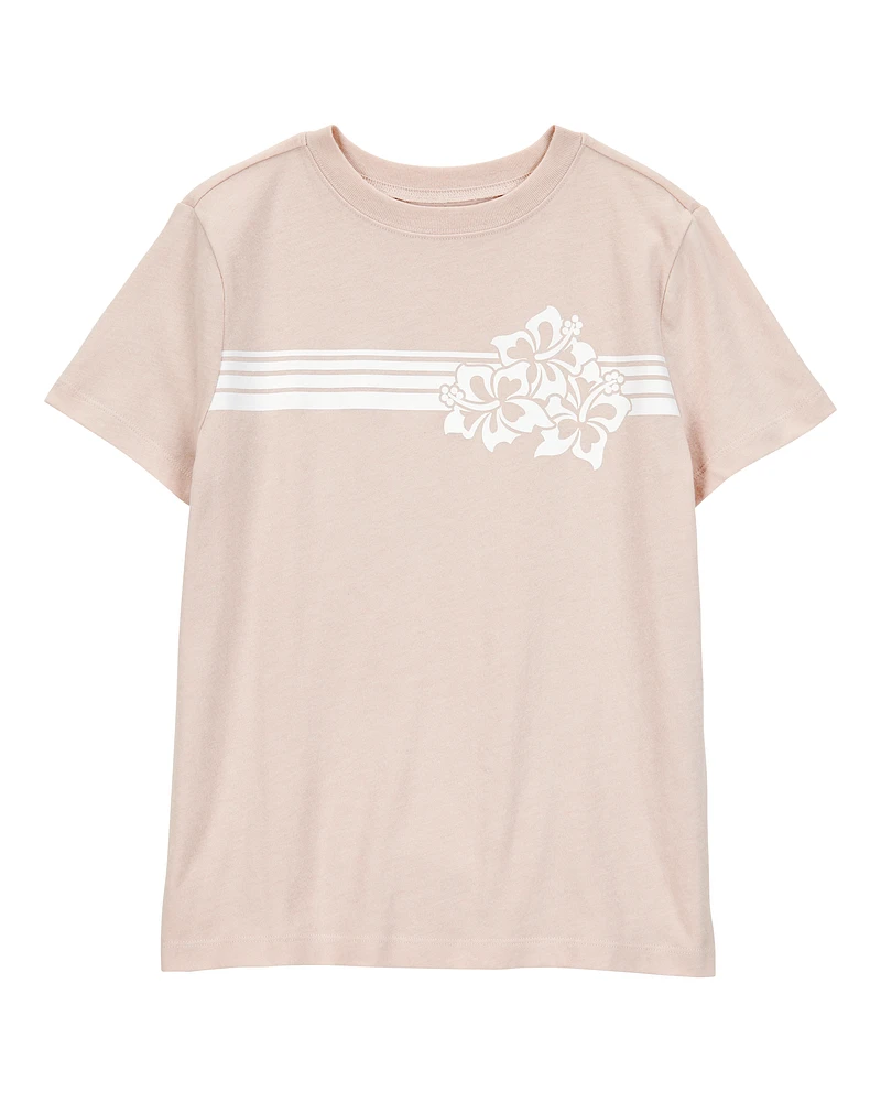 Kid Floral Short-Sleeve Graphic Tee - Khaki
