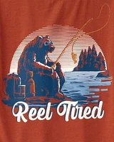 Kid 2-Piece Bear Fishing Loose Fit Pajamas