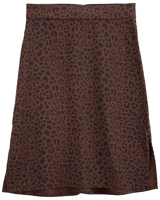 Kid Leopard Rayon Midi Skirt