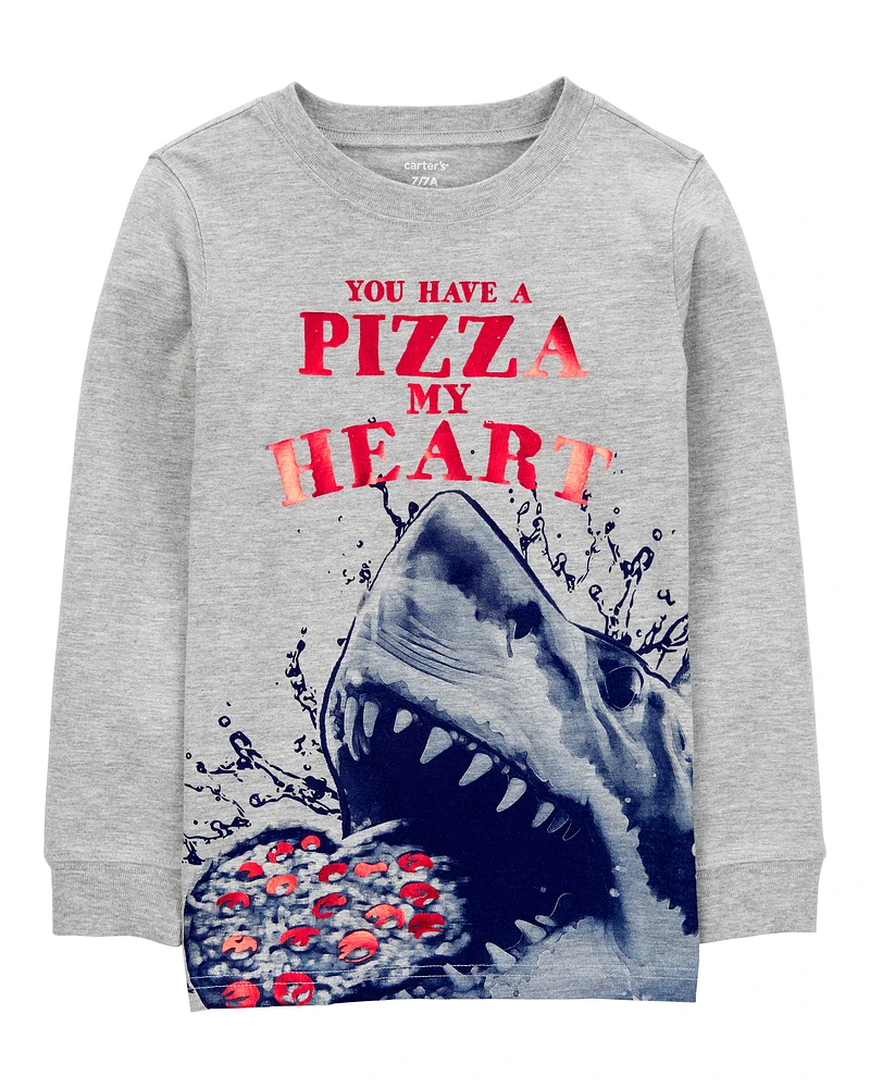 Kid Shark Cotton Blend Long-Sleeve Tee - Grey