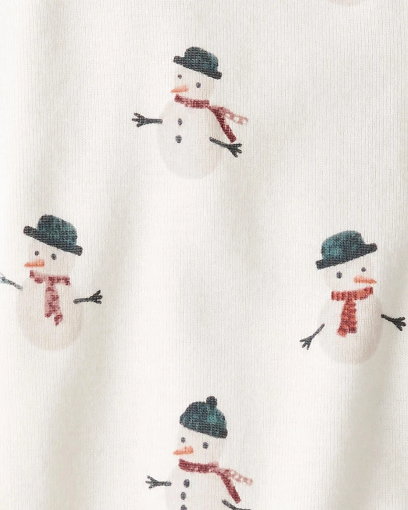 Baby Organic Cotton Sleep & Play Pajamas Snowman Print