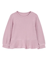 Toddler Waffle Knit Thermal Peplum Top